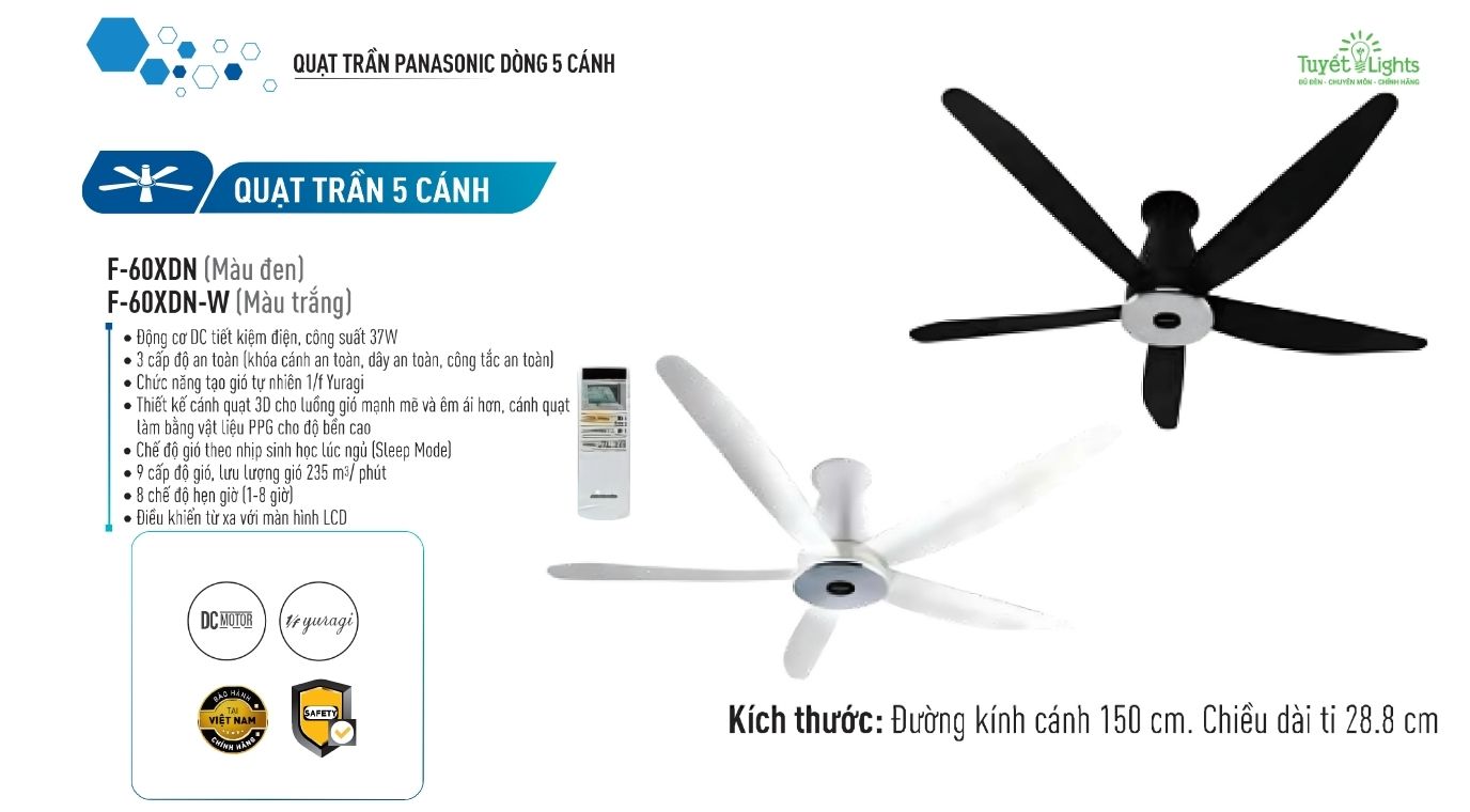 Ưu điểm nổi bật của Quạt Trần 5 Cánh Panasonic F-60XDN